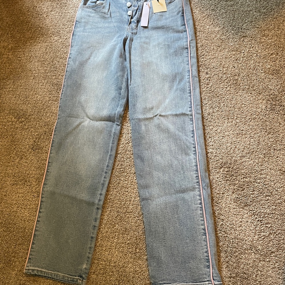 Light Blue Jeans with Pink Accents